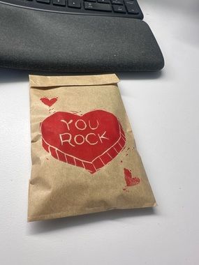 Brown Paper Gift Bag with Red Heart Design